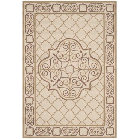 Safavieh Easy Care Hand Hooked Rectangle RugIvory & Gold 3 x 5 ft. EZC729C-3